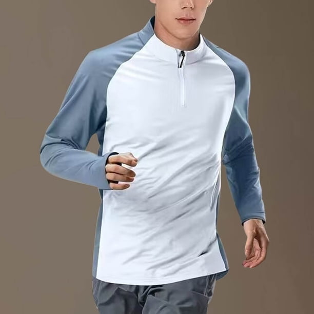 Amzcrzy Sudadera Para Hombre, Color Liso, Cuello Redondo, Cremallera, Manga Larga, Deportiva Y Fitness, Color Blanco, L