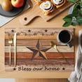thumbnail image 2 of Placemats Set of 8, Western Texas Star Vintage Woven Placemat, Linen Place Mats for Kitchen/Dining Tables, Farmhouse Brown Wood Grain Washable Table Mats for Party, 2 of 8