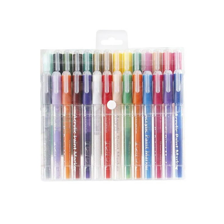 18 Double Sided Acrylic Paint Pens Assorted Vibrant Markers Set 0.7mm EXTRA  FINE