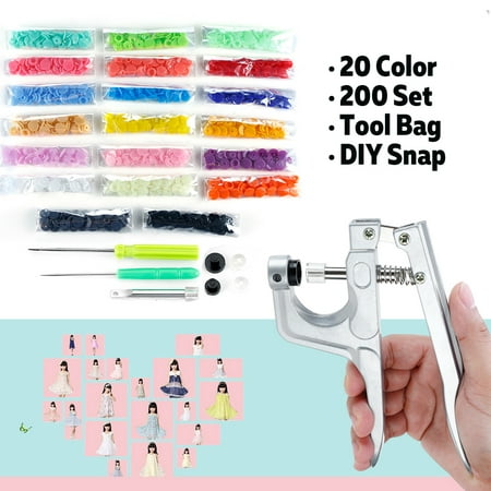 800Pcs 20 Colors Snap Fastener Pliers Tool Kit / Fastener Pliers Set+ Snap Pliers T5 Buttons Plastic Resin Press Stud Buckle Clasp Clamp Kit For DIY Cloth Diaper (Best Snap On Tools)
