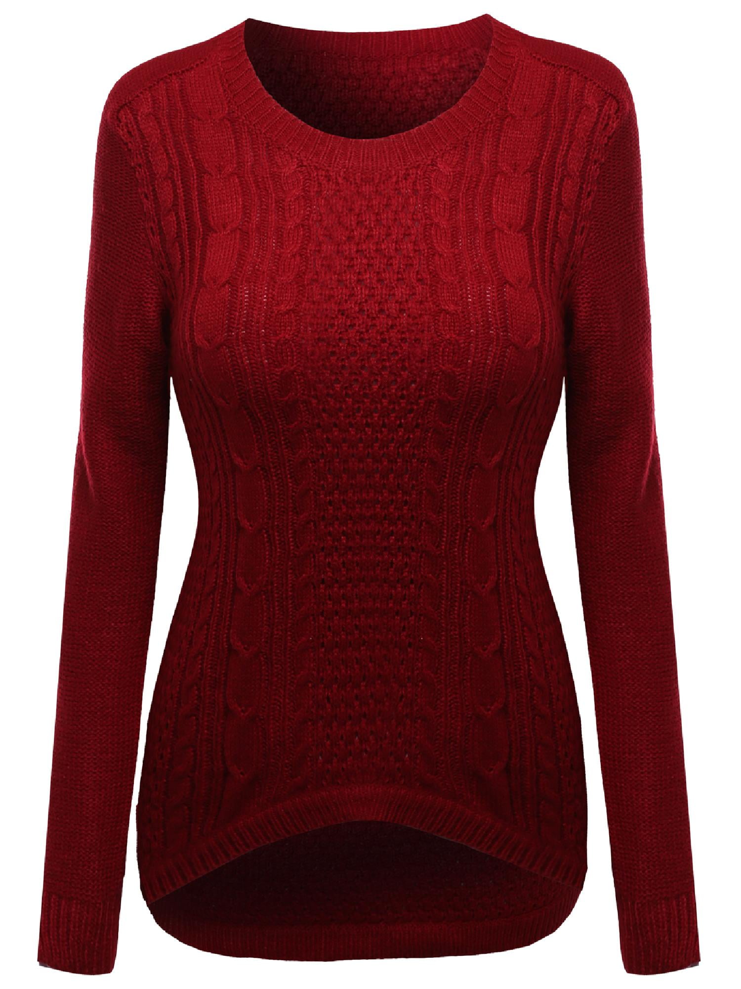 FashionOutfit Women's 27 Inch long Cable Knit Sweater with Adorable ...