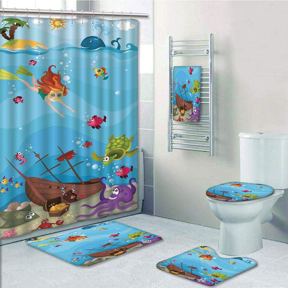 PRTAU Kids Nautical Under the Sea Cartoon Underwater Diving Sea ...