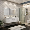 thumbnail image 2 of Totti Wave 60" White Modern Double Sink Bathroom Vanity w/ Super White Man-Made Stone Top & Sinks, 2 of 7