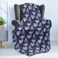thumbnail image 4 of Leaves Soft Flannel Fleece Throw Blanket, Hawaiian Flora Tropical Rainforest Monstera Leaves on Stripes, Cozy Plush for Indoor and Outdoor Use, 70" x 90", Violet Blue Coconut, by Ambesonne, 4 of 5