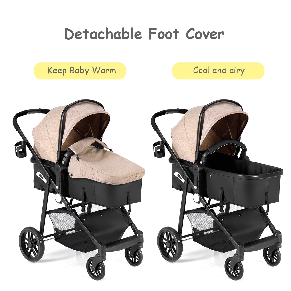 Infans Foldable Baby Stroller Kids Travel Newborn Infant Buggy Pushchair Coffee