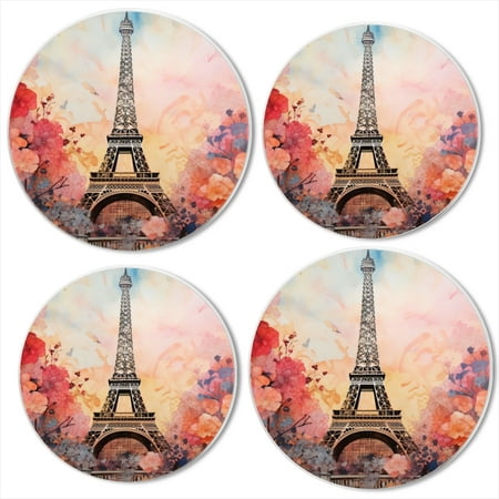 

Gas Stove Burner Cover Set Of 4 Watercolor Painting Of The Eiffel Tower Surrounded By Blooming Flowers Metal Electric Stove Burner Covers Protecting Gas Stoves Kitchen Decor，8 Inch And 10 Inch