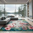 thumbnail image 2 of ODIKA 8'x10' Washable Area Rug Watercolor Leaves Botanical Frond Border Jungle Motif Exotic for Dining Room, Large Office, Lounge, Non-Slip Chair-Friendly Mat, 2 of 7