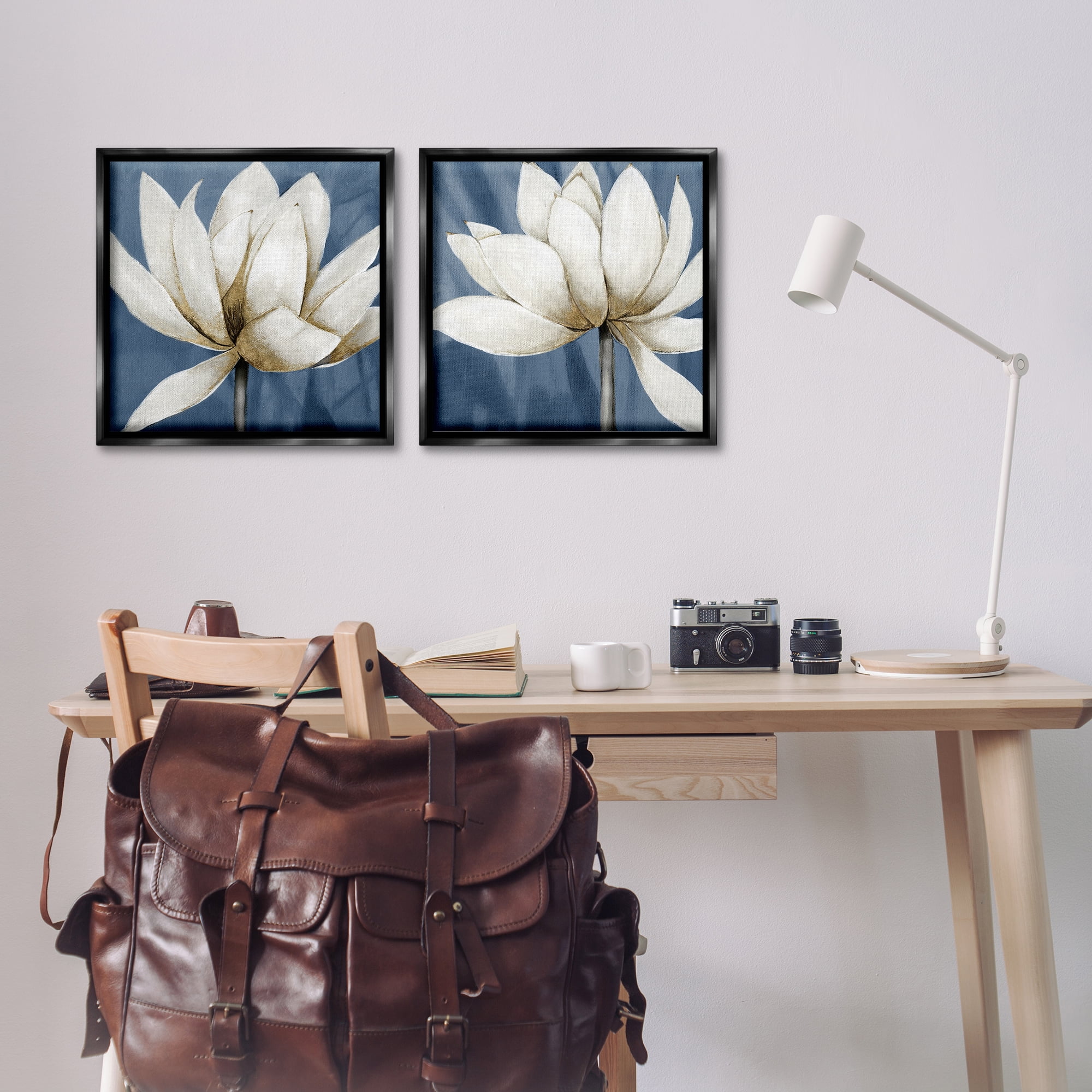 Stupell Industries Traditional Floral Falling Petals Plants & Flowers Painting Black Floater Framed Canvas Art Print Wall Art, 18 x 18, Set of 2