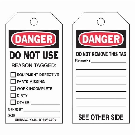 Brady Danger Tag,5 3/4in H,3in W,Polyster,PK10 86414