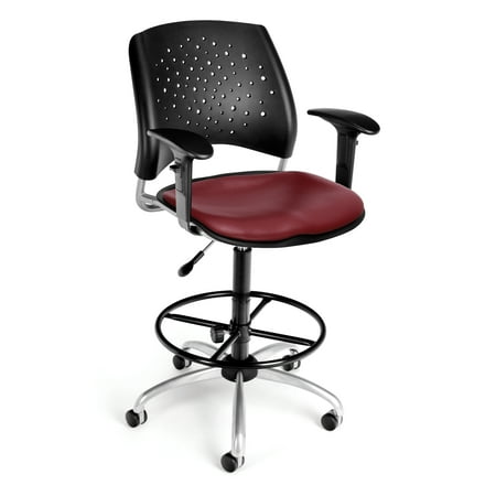 Ofm Stars Vinyl OFM Stars Series Model 326-V-AA3DK Anti-Microbial/Anti-Bacterial Vinyl Swivel Task Chair with Arms and Drafting Kit, Wine ()