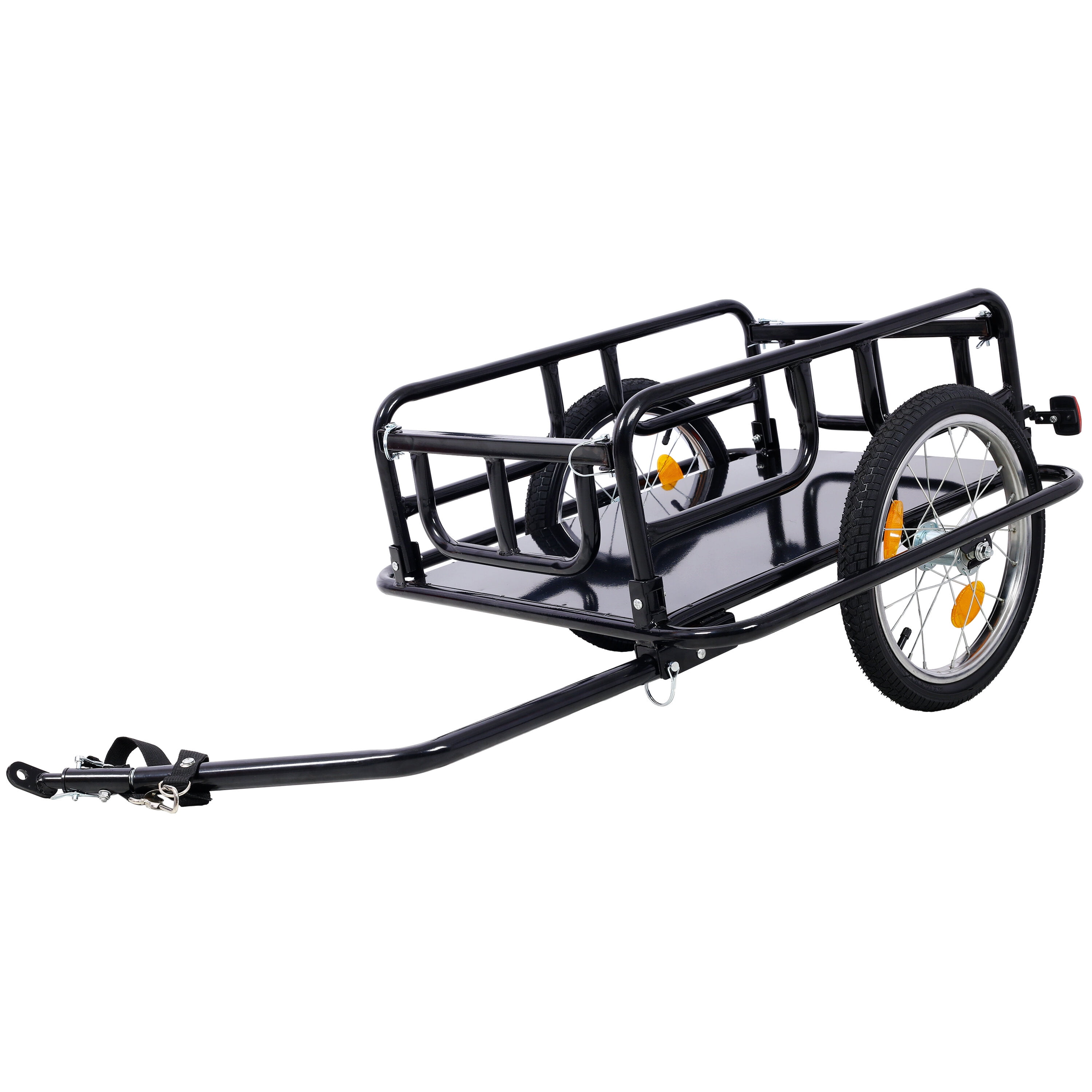 Tool Cart, Foldable Bike Cargo Trailer with Universal Bike Hitch, Bicycle Wagon Trailer with 16" Wheels & Reflectors, Large Loading Bike Trailer Storage Cart, Black Tool Storage Cart