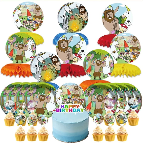 Super Happy Magic Forest Party Supplies Decor Plates Fans Decorations Honeycomb Centerpieces Cake Toppers