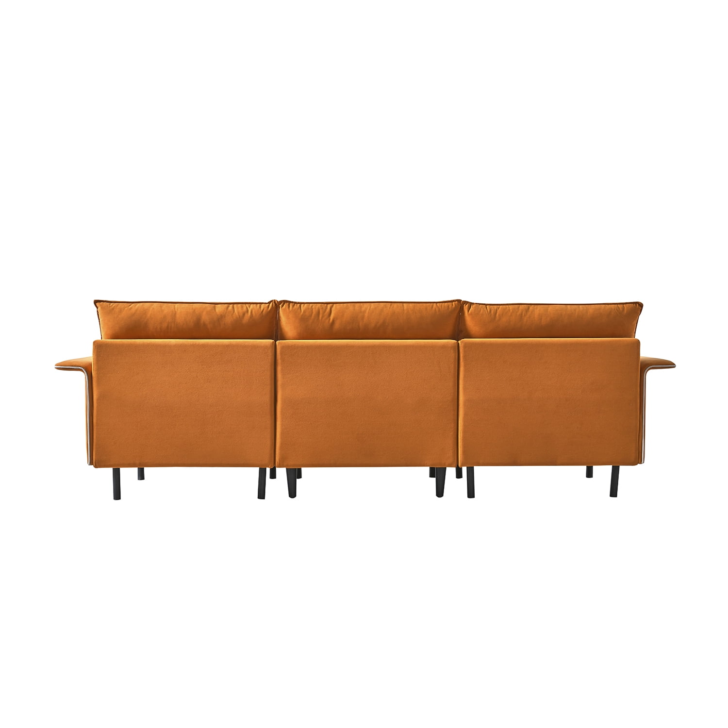 Resenkos Couch for Small Living Room Sofa Chaise Sleeper Couch for Small Spaces with Cushion Sofa for Room Mid-Century Modern Reversible Sectional Sofa, Orange