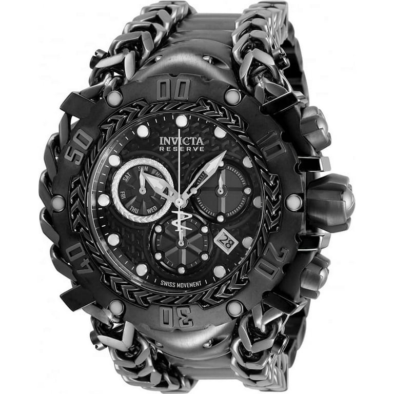 Invicta Men Reserve Quartz 200m Black Dial Two Tone Stainless