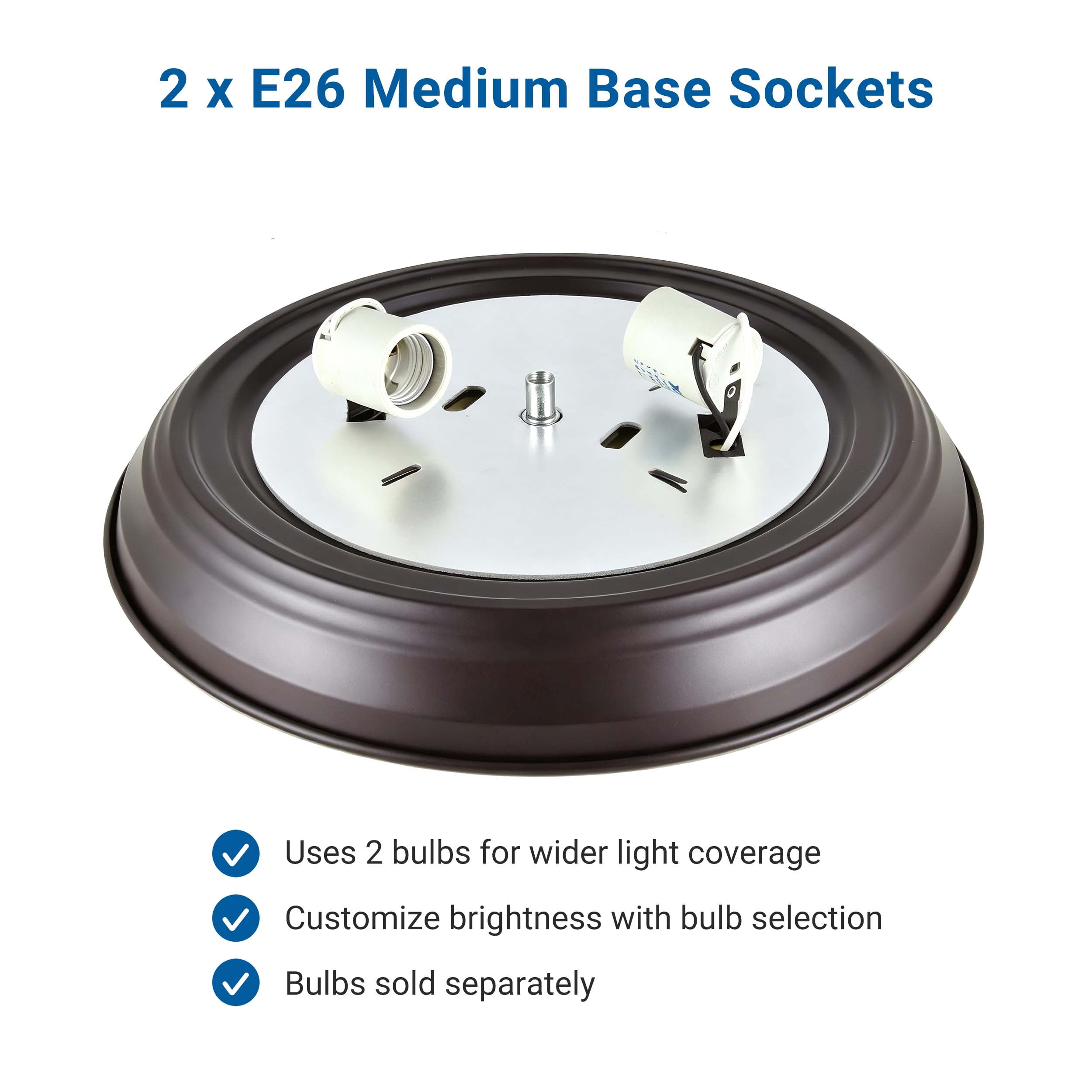Mainstays 13.31 in Flush Mount Ceiling Light, Bronze Finish, Bulb Not Included