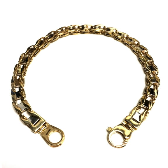 14K Yellow Two Tone Gold Railroad Link Mens Bracelet, 8.5"