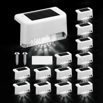 BlinkL 12 Pcs Solar Deck Lights Outdoor, Waterproof LED Solar Step Fence Lights for Stairs, Step, Railing, Patio, Driveway, Garden, Pathway and Yard(White Shell Cool White Light)