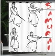 thumbnail image 4 of Ambesonne Japanese Shower Curtain, Samurai Katana, 69"Wx84"L, Red Black, 4 of 5