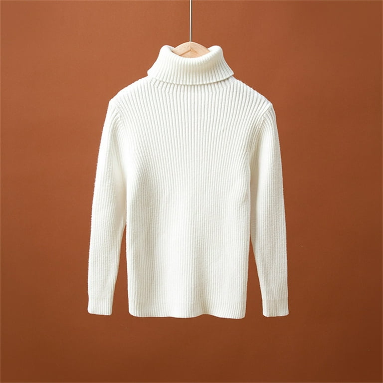 Trupants Big Girls 9T White Turtleneck Sweater Knitting Cotton, Warm  Hypoallergenic, Adjustable Hem, Fall Winter Soft Sweater