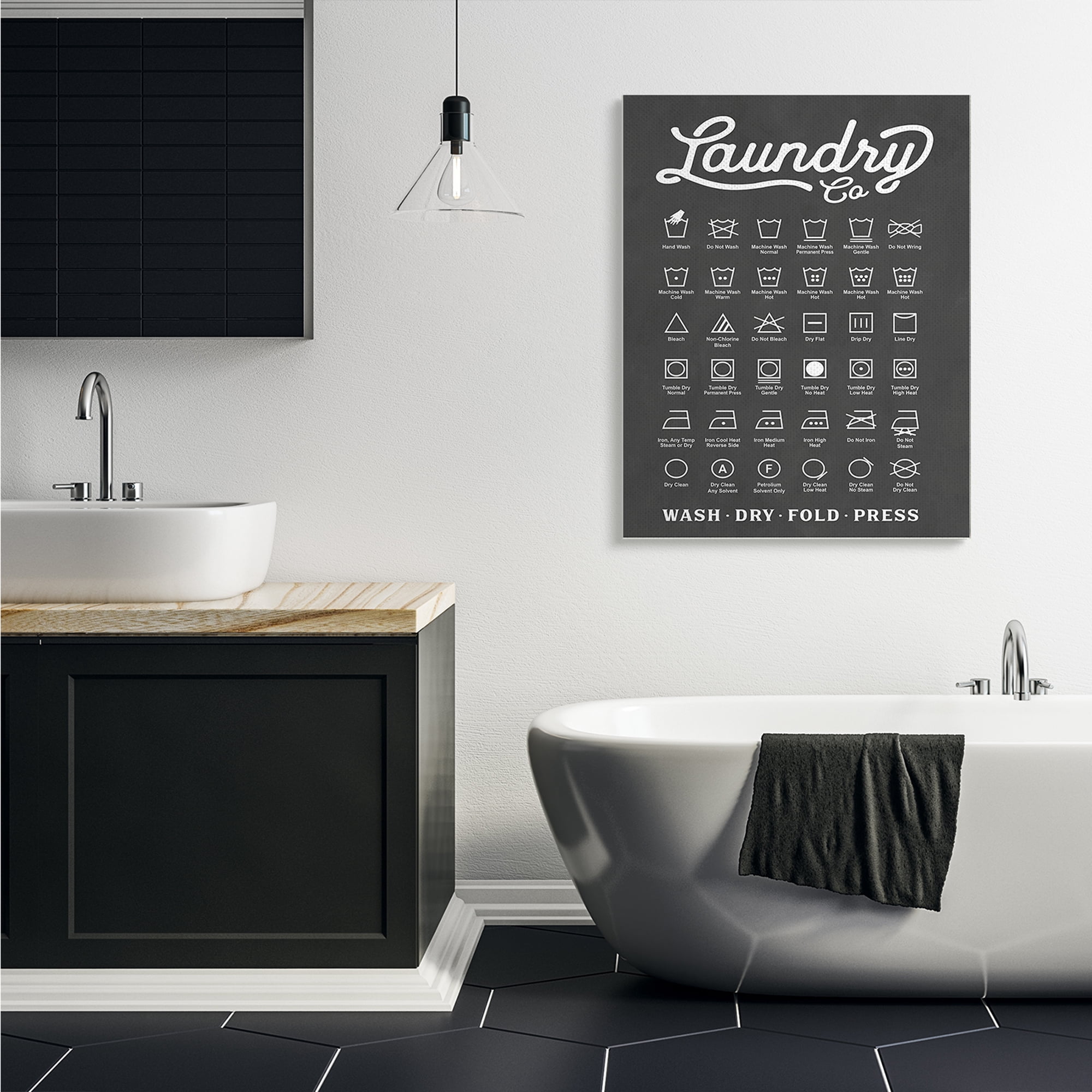 Stupell Industries Laundry Business Symbols Chart Simple Shapes ,36 x 48,Designed by Lettered and Lined