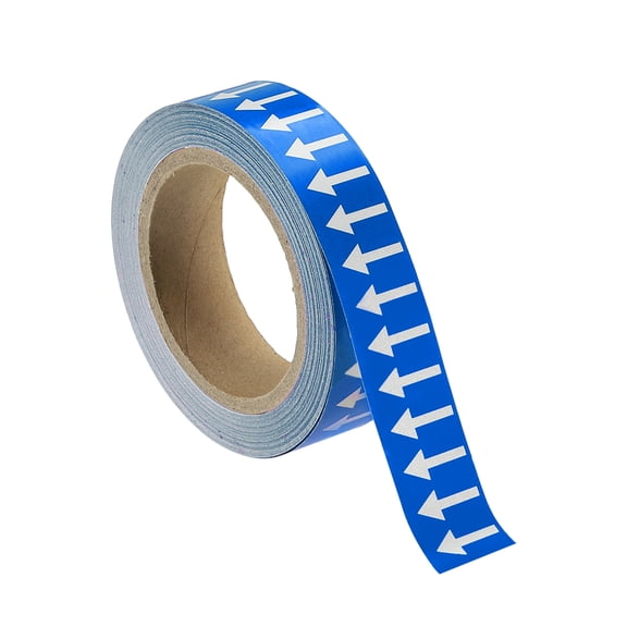 Uxcell Directional Pipe Flow Arrow Adhesive Tape 1-1/5"x65' Pipe Identification Marking Labels White/Blue