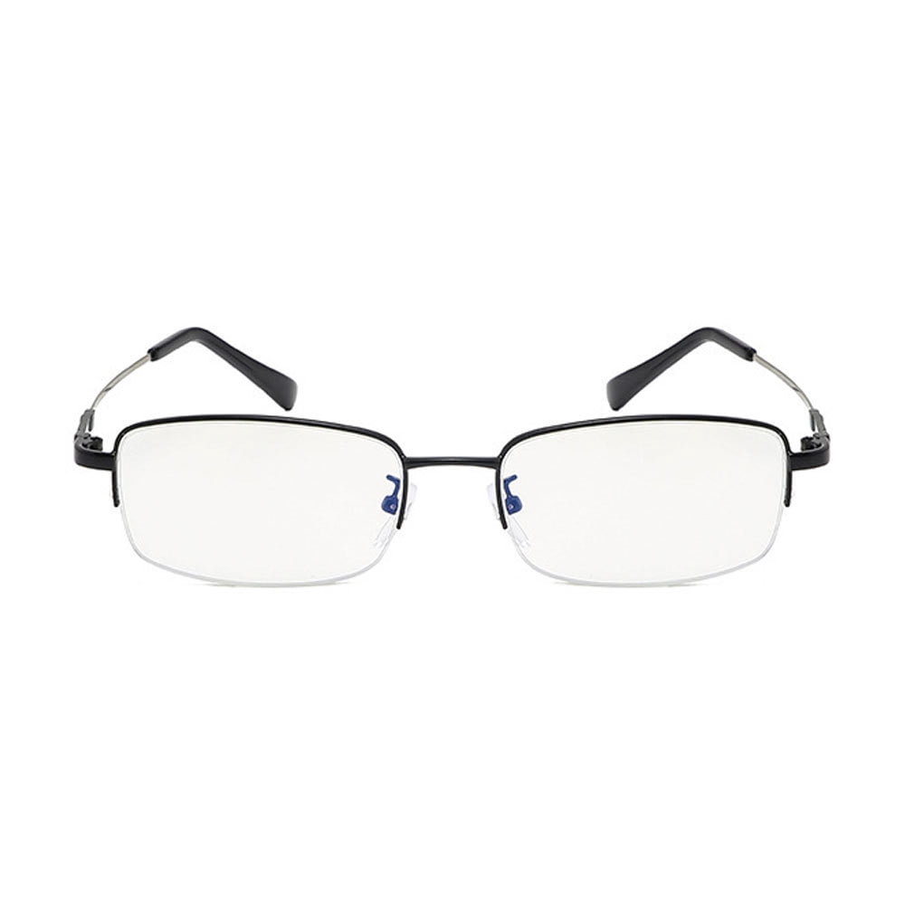 3 Pairs of Super Elastic Memory Ultralight Metal Readers Anti-Blue Light Half Rimless Rectangle Black Reading Glasses +2.50 for Men