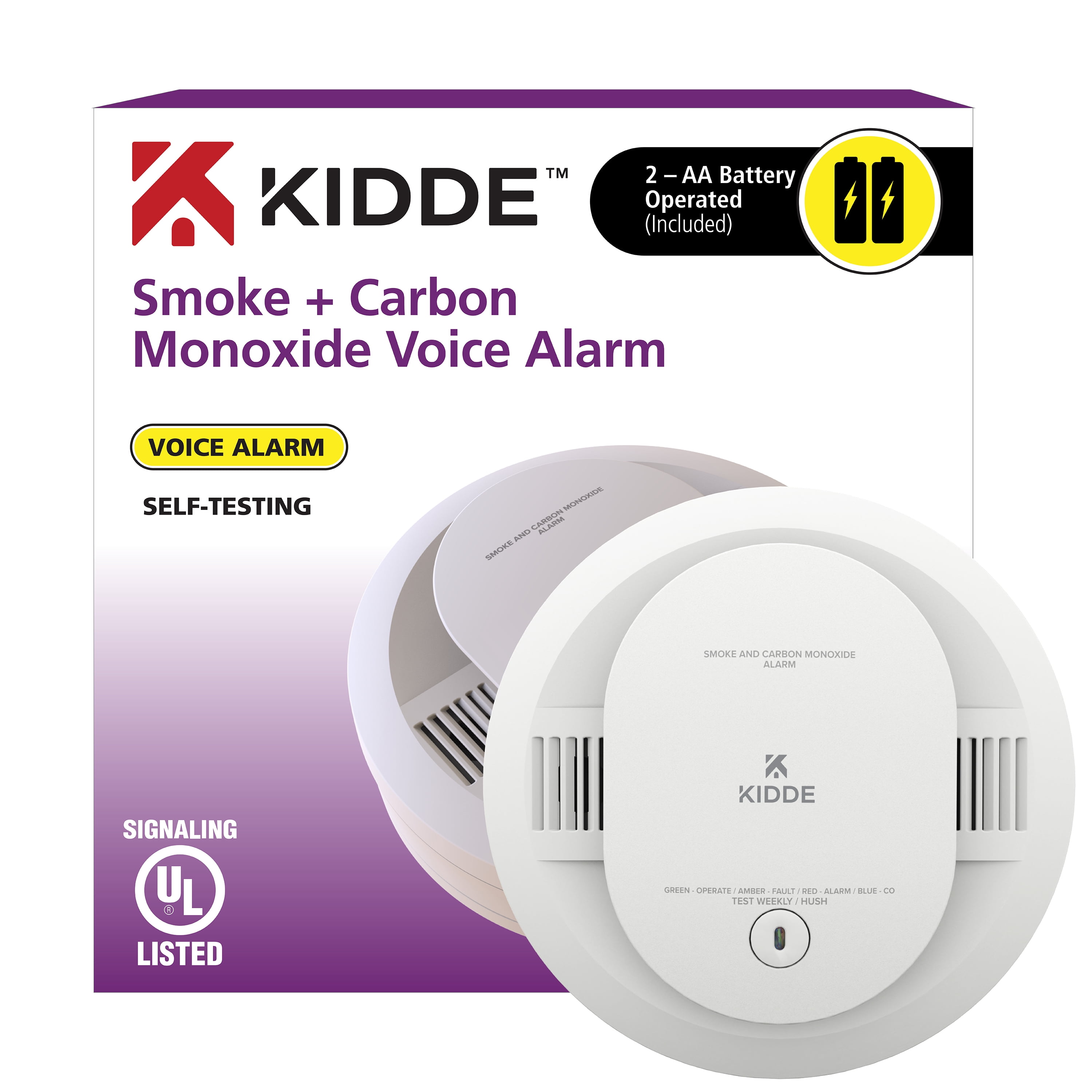 Kidde Battery Operated Smoke & Carbon Monoxide Detector with LED Lights
