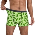 thumbnail image 3 of Men's Boxer Briefs, green Cucumber Pattern Soft Comfy Mens Underwear Boxer Briefs Breathable With Widen Waist, 3 of 7