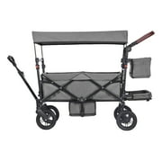 KFFKFF Wagon Stroller for 2 kids, All-Terrain Stroller Wagon with Detachable Canopy, Parent Organizer, Adjustable Handlebar, Large Capacity Storage Bag, Dark Grey