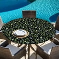 thumbnail image 6 of Dark Green Leaves Round Tablecloth, Fitted Table Cover with Elastic for 55"-60" Round Tables, Pastoral Farmhouse Botanical Plant Table Cloth Outdoor Indoor Dinning Party Waterproof Tablecloths, 6 of 7