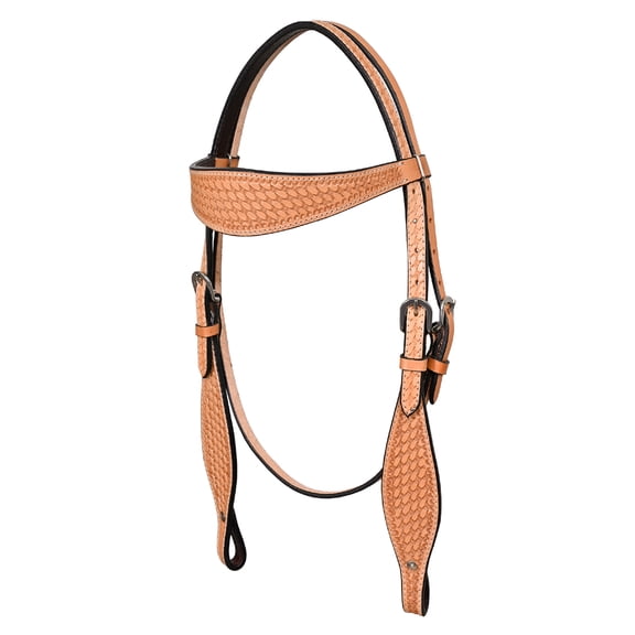 HILASON Western Horse Headstall Tack Genuine American Leather Basket Weave Tan