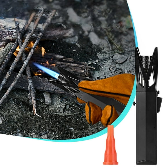 Qaailabf Aluminum Alloy Windproof BBQ Lighter Torch Refillable Camping Igniter Outdoor Butane Lighter with Anti-Slip Handle for BBQ Grill Fire Starter Kitchen Camping Hiking 7.87 inch Length Gas Not