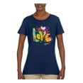 thumbnail image 2 of Colorful Rainbow Paint Love Streetwear Womens Graphic T-Shirt, Navy, Medium, 2 of 3