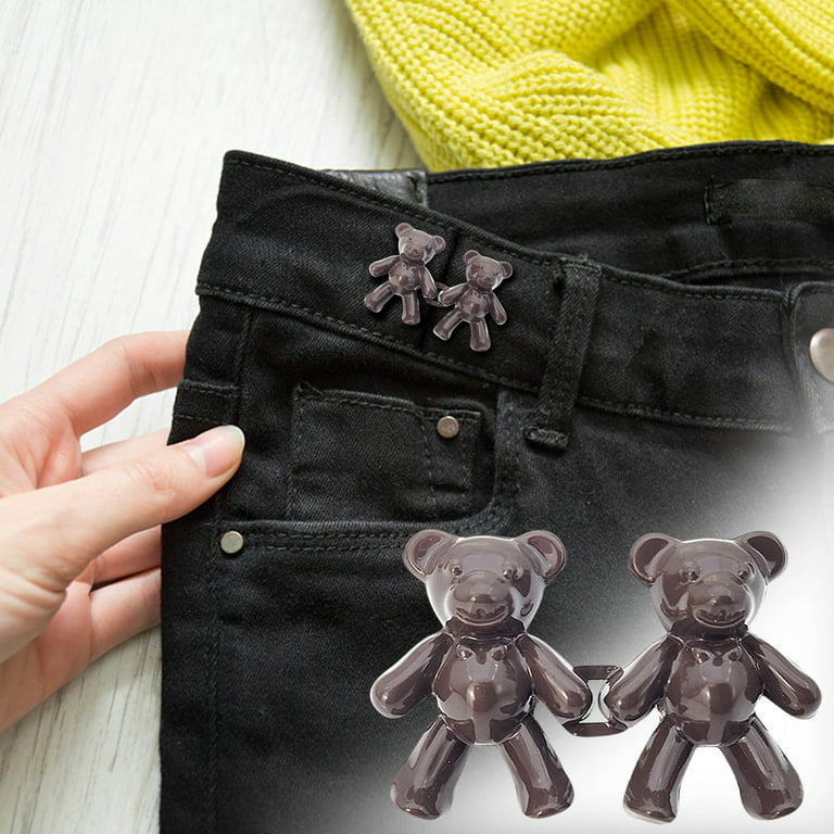 Cute Bear No-sew Waist Button, Jean Buttons Pins For Loose Jeans Waist  Button, Adjustable Metal Waist Buckle For Pants