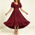 thumbnail image 4 of Renaissance Costume Women High Low Corset Dress Cottagecore Puff Sleeve Ruffles Fairy Dress, 4 of 9