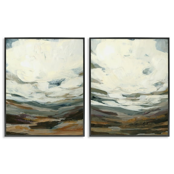 Stupell Industries Overcast Timber Thicket Abstract Painting Black Framed Art Print Wall Art, 11 x 14, Set of 2
