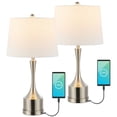 thumbnail image 3 of JONATHAN Y Cooper 26" Classic French Country Iron LED Table Lamp with USB Charging Port, Nickel (Set of 2), JYL4045B-SET2, 3 of 6