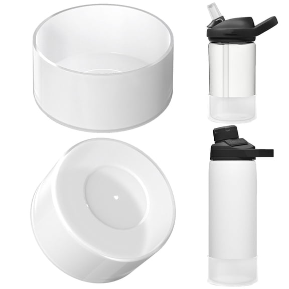 Linkidea 2 Pack Water Bottle Boot Compatible with CamelBak Eddy 20oz/25oz, Chute Mag 20oz/25oz, Carry Cap, Silicone Anti-Slip Bottle Bottom Bumper Protector (Clear White)