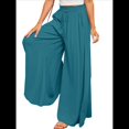 thumbnail image 3 of Pantalones Casuales de Cintura Alta para Mujer, de Color Liso, Largos y Anchos, con Bolsillos, para y Otoño. Azul y Verde M, 3 of 8