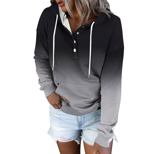 toraway Womens Sweatshirt Hoodies Zip up Womens Color Block Hoodies Tops Long Sleeve Casual Drawstring Button down Pullover Sweatshirt with Pocket XXL