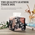 thumbnail image 4 of Floral Pattern on Black Tissue Box Cover Leather Square Rectangle Tissue Box Holder for Bathroom Living Room Desk Office Decor, 4 of 7