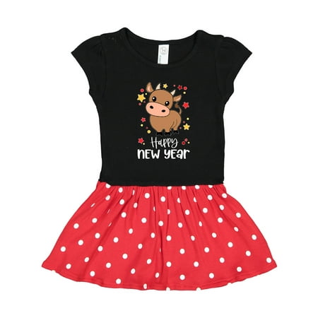 

Inktastic Happy New Year Cute Ox Gift Toddler Girl Dress