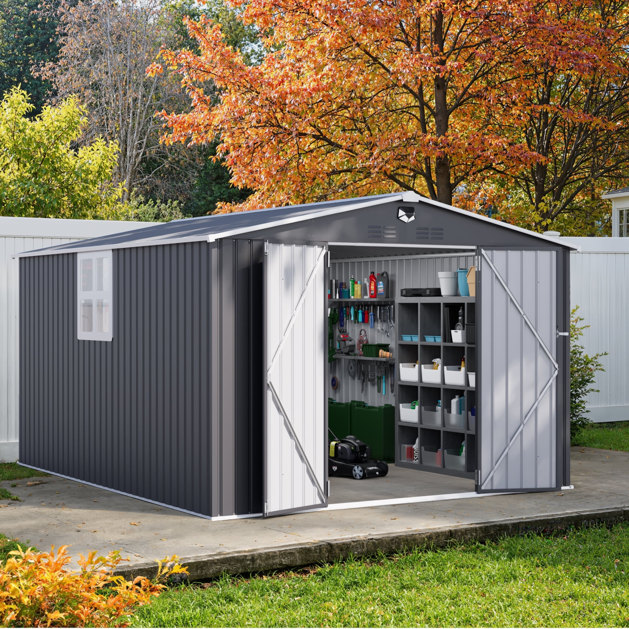 10 ft. W x 12 ft. D Metal Storage Tool Shed, Outdoor Shed with Window & Air Vents