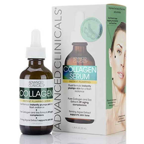 Advanced Clinicals Collagen Facial Serum - Reduces the appearance of wrinkles, dark circles, and fine lines. (1.75oz)