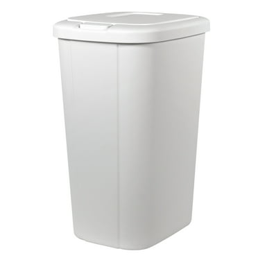 Hefty 13.3 Gallon Trash Can, Plastic Touch Top Kitchen Trash Can, White