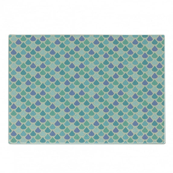 Teal Cutting Board, Colorful Water Droplets Rain Themed Image Natural World in Abstract Manner, Decorative Tempered Glass Cutting and Serving Board, Small Size, Aqua Teal Lavender, by Ambesonne