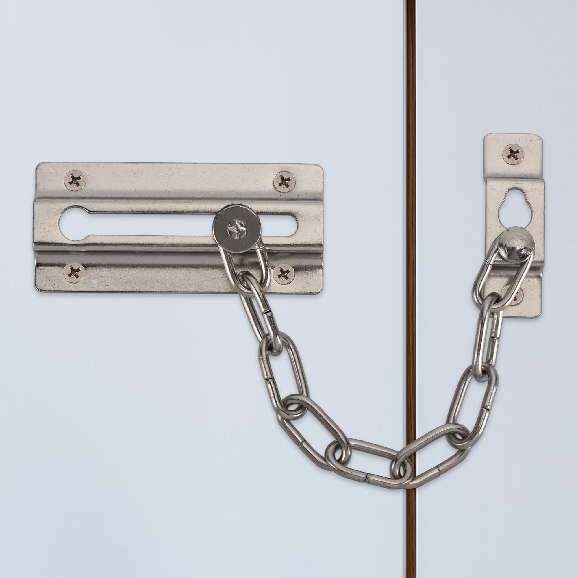 (2 pack) Hyper Tough New Steel Privacy Chain Door Guard,Satin Nickel Finish