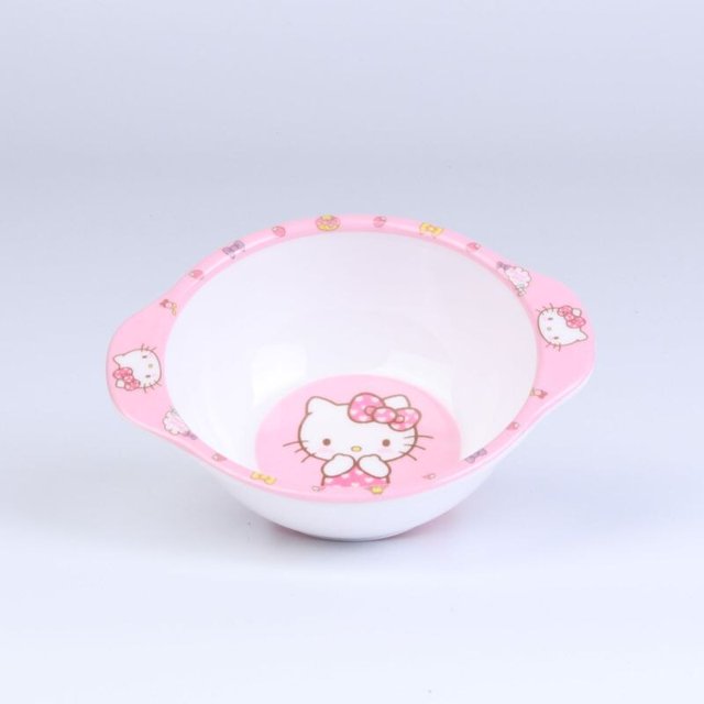 Juego de vajilla Kawaii Sanrio Hello Kitty para niños, cubiertos de dibujos animados, cuenco de cocina, plato, tenedor, cuchara, juego de cubiertos de vidrio de agua