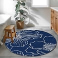 thumbnail image 4 of Blue Flowers 3ft Area Rug, Spring Floral Botanical Modern Art Washable Non-Slip Small Round Rugs for Entryway Bedroom Kitchen, Soft Circle Carpet for Dining Room, Playroom Nursery Rug, 4 of 9