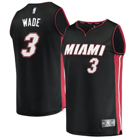 Miami Heat Mens Jerseys - Men's Miami Heat Dwyane Wade Generic Branded Black Fast Break Replica Jersey - Icon Edition-S